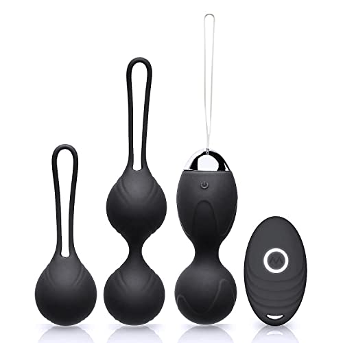 Acvioo Liebeskugeln für Frauen mit Fernbedienung – Kegelbälle aus Silikon mit 10 Vibrationsmodi (schwarz)