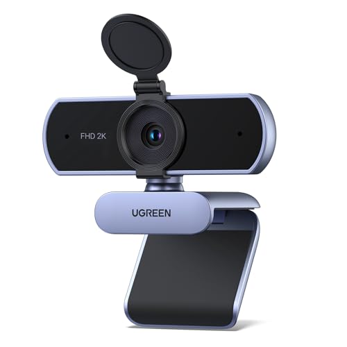 UGREEN Webcam 2K, Webcam mit Mikrofo, Webcam für PC, 80°Sichtfeld, Webcam mit Privacy Cover, Autofokus,...