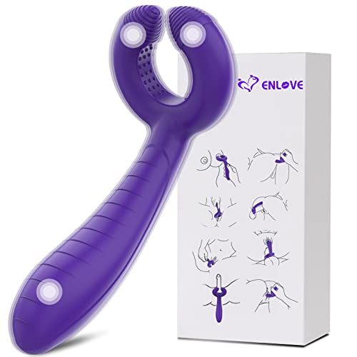 Enlove Silikon Dreifacher Vibrator Paarvibrator mit 7 Modi für Sie Klitoris und G-punkt Dildo Analplug...