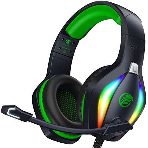 Fachixy 「2024 New」 FC100 Gaming Headset für PS4/PS5/PC/Xbox/Nintendo Switch, PS4 Kopfhörer mit Kabel und RGB...