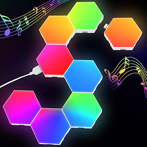 Hexagon LED Panel - RGB Smart LED Panel Lights Hexagon Wall Lights Gaming Wall Light Music Sync Light Panels Gaming...