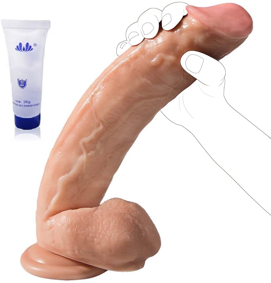 Realistischer XL Silikon Dildo mit Starker Saugnapf Sexspielzeug für Frauen Penis mit Hoden für Orgasmus 27cm...