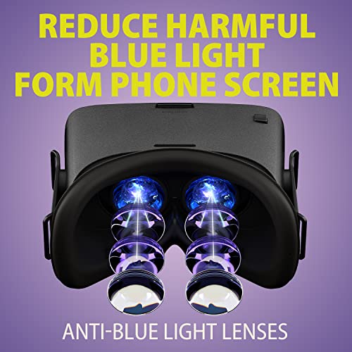 DESTEK 3D Brille für Handy 110° FOV HD Anti-Blau Linsen VR Headset für Phone